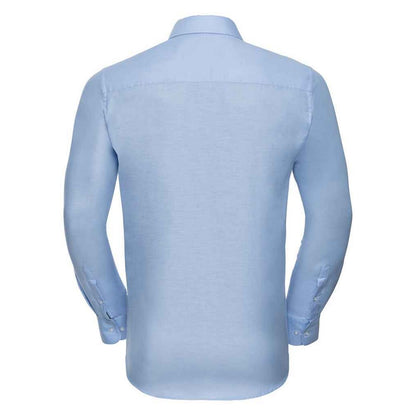 Oxford Blue - Back - Russell Collection Mens Oxford Tailored Long-Sleeved Formal Shirt
