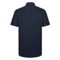 Bright Navy - Back - Russell Collection Mens Oxford Tailored Short-Sleeved Shirt