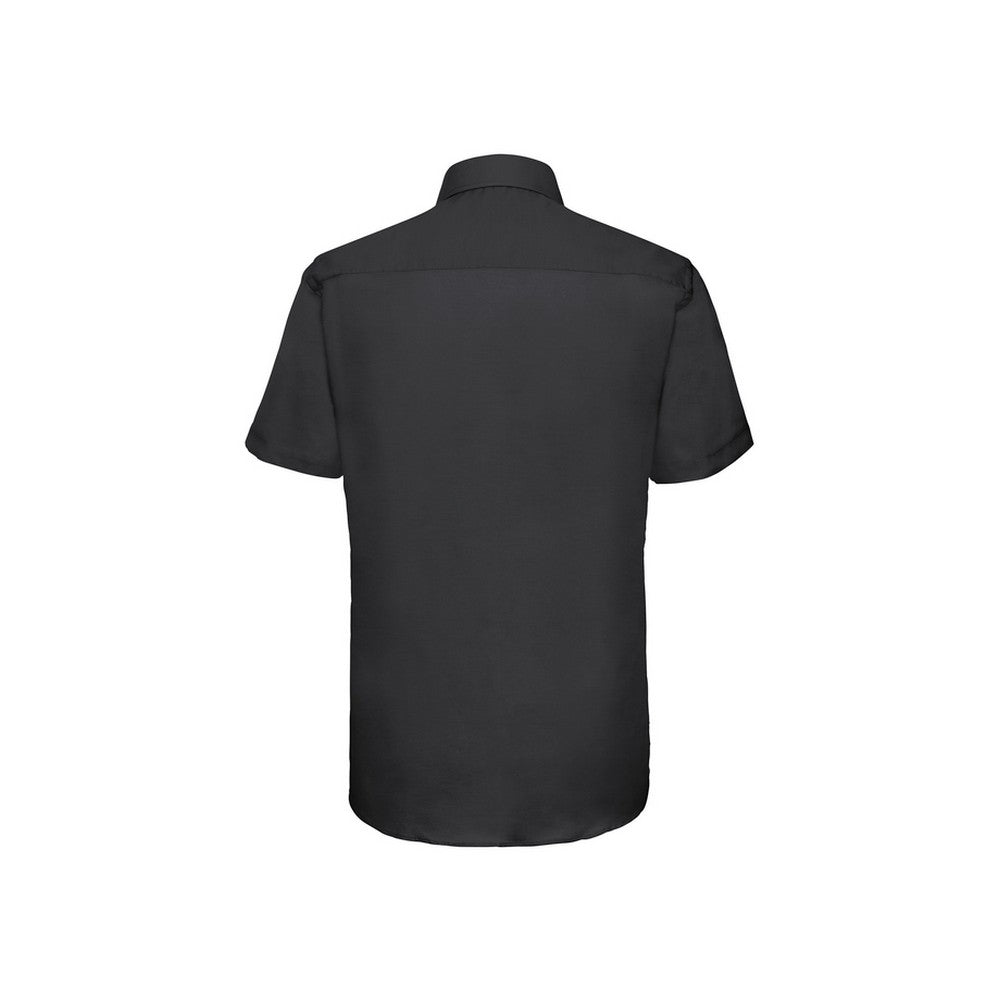 Black - Back - Russell Collection Mens Oxford Tailored Short-Sleeved Shirt