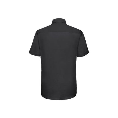 Black - Back - Russell Collection Mens Oxford Tailored Short-Sleeved Shirt