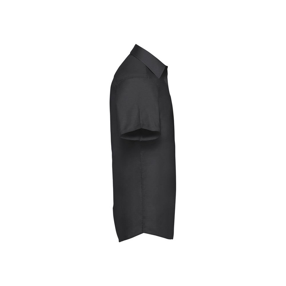 Black - Side - Russell Collection Mens Oxford Tailored Short-Sleeved Shirt