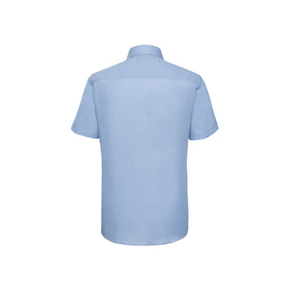 Oxford Blue - Back - Russell Collection Mens Oxford Tailored Short-Sleeved Shirt