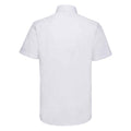White - Back - Russell Collection Mens Oxford Tailored Short-Sleeved Shirt
