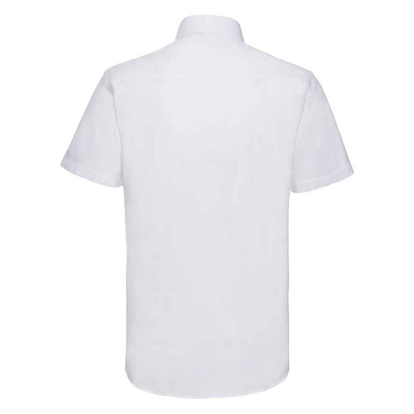 White - Back - Russell Collection Mens Oxford Tailored Short-Sleeved Shirt