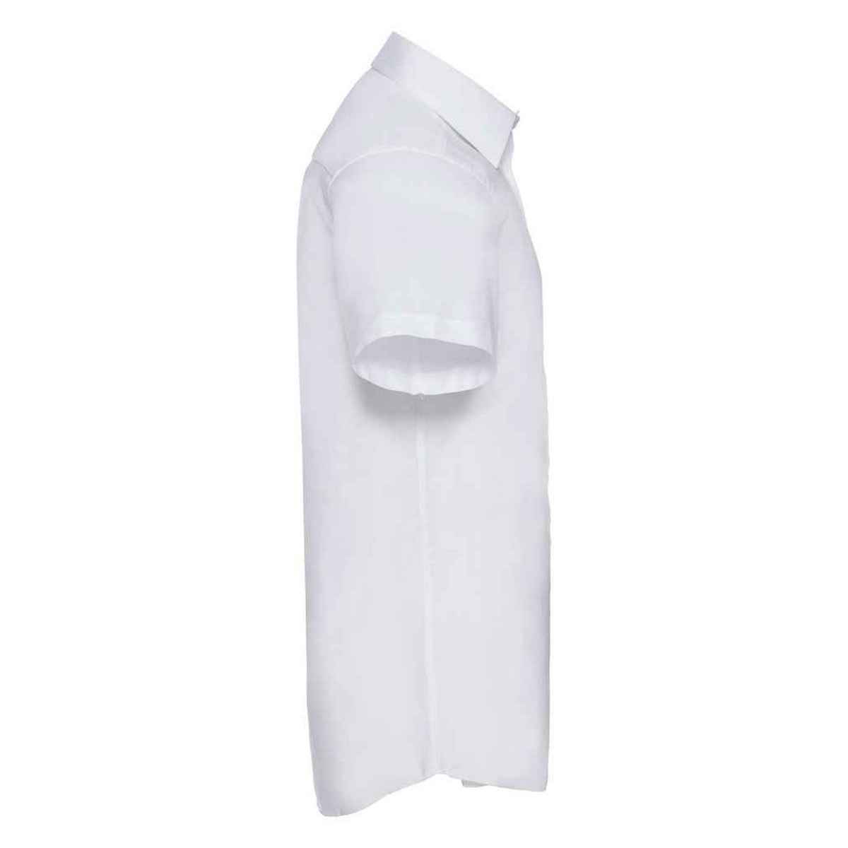 White - Side - Russell Collection Mens Oxford Tailored Short-Sleeved Shirt
