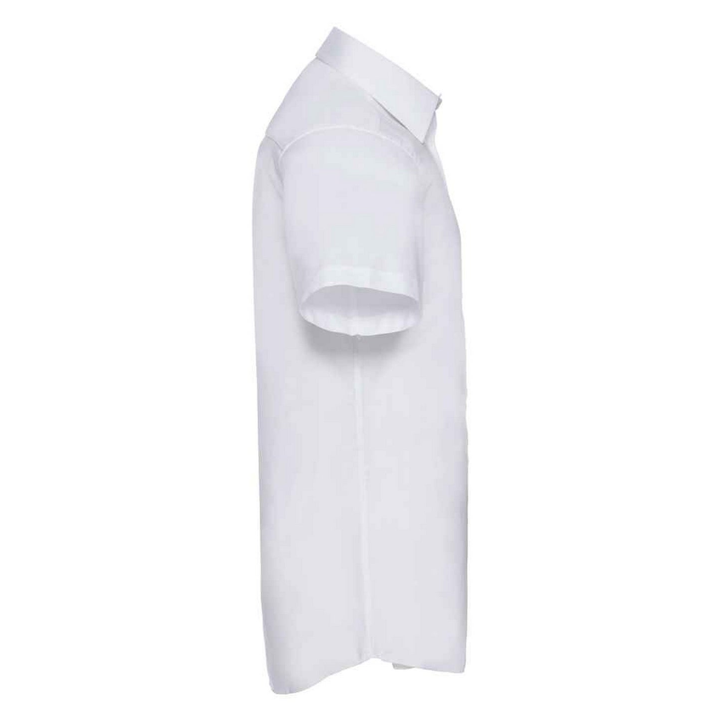 White - Side - Russell Collection Mens Oxford Tailored Short-Sleeved Shirt