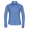 Corporate Blue - Front - Russell Collection Womens-Ladies Poplin Fitted Long-Sleeved Formal Shirt