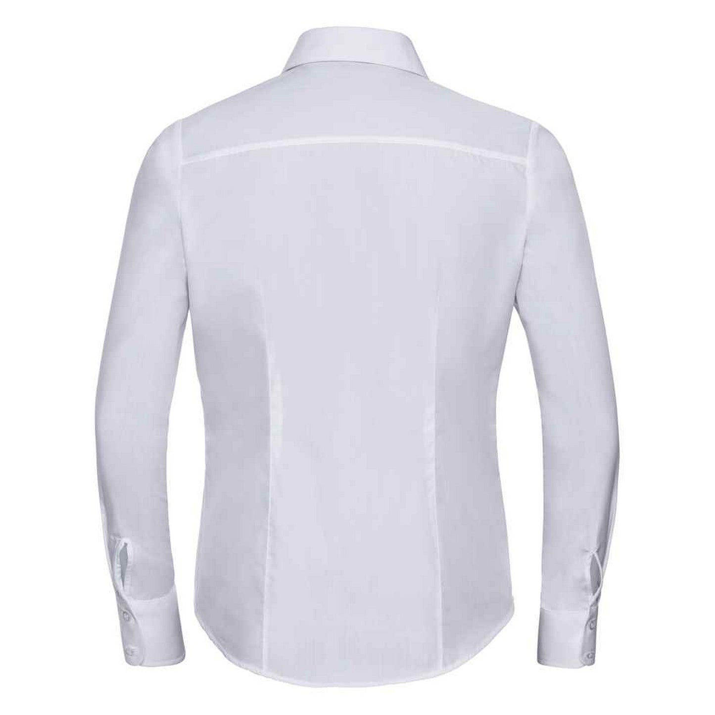 White - Back - Russell Collection Womens-Ladies Poplin Fitted Long-Sleeved Formal Shirt