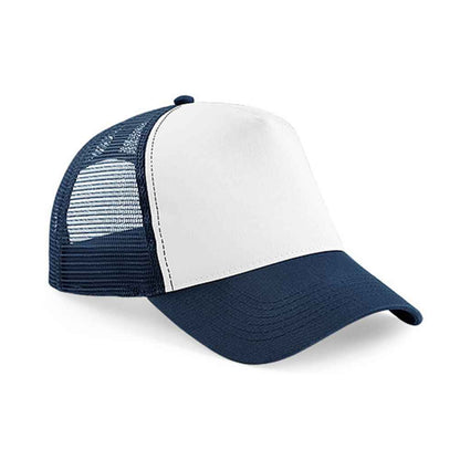 French Navy-White - Front - Beechfield Unisex Adult Snapback Trucker Cap