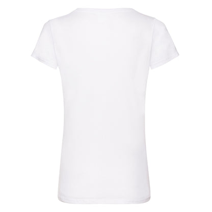 White - Back - Fruit Of The Loom Womens-Ladies V Neck Lady Fit T-Shirt