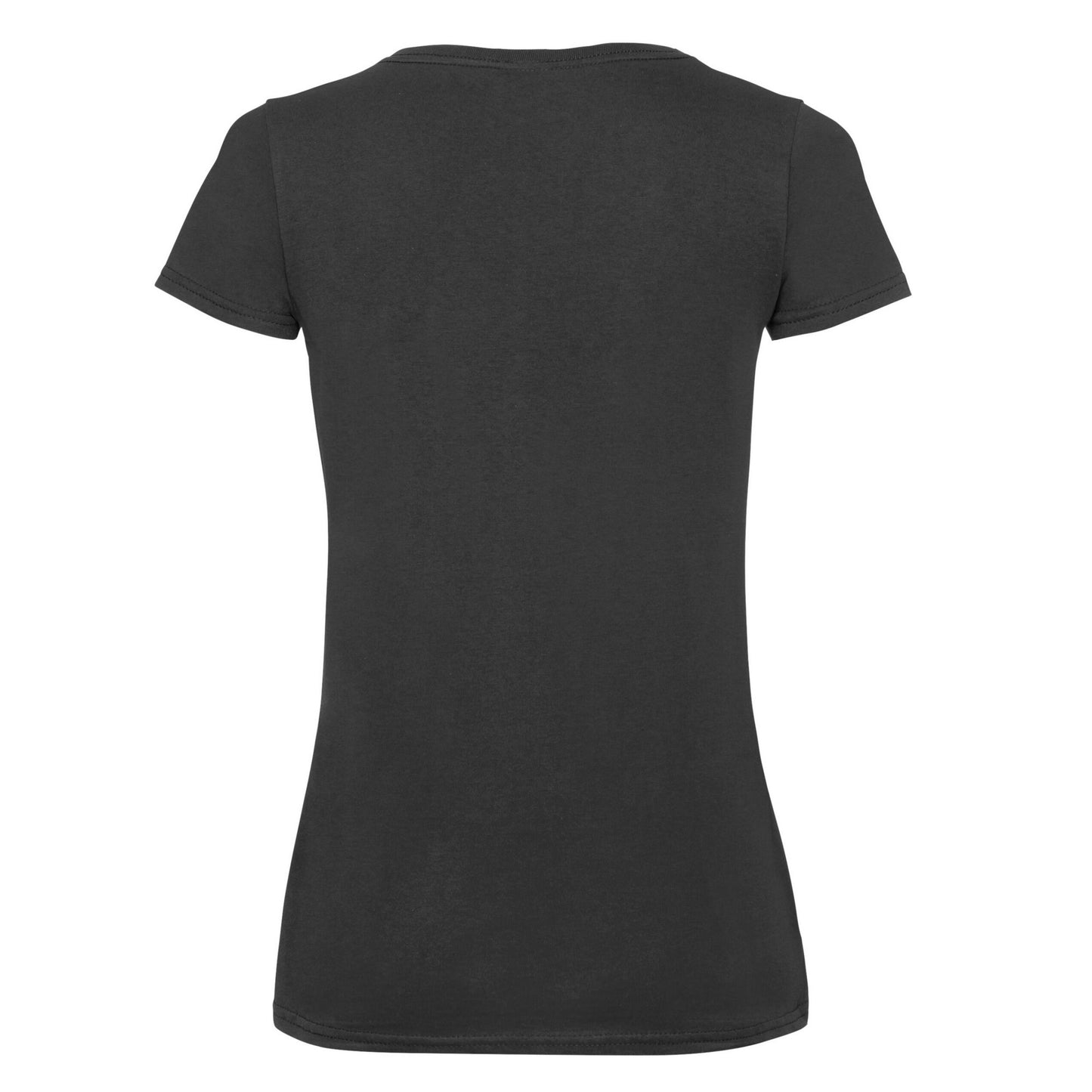 Black - Back - Fruit Of The Loom Womens-Ladies V Neck Lady Fit T-Shirt
