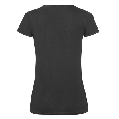 Black - Back - Fruit Of The Loom Womens-Ladies V Neck Lady Fit T-Shirt