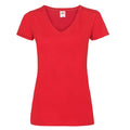 Red - Front - Fruit of the Loom Womens-Ladies V Neck Lady Fit T-Shirt