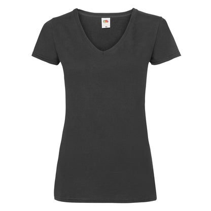 Black - Front - Fruit Of The Loom Womens-Ladies V Neck Lady Fit T-Shirt