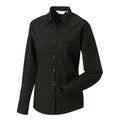 Black - Back - Russell Collection Womens-Ladies Poplin Easy-Care Long-Sleeved Formal Shirt