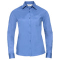 Corporate Blue - Front - Russell Collection Womens-Ladies Poplin Easy-Care Long-Sleeved Formal Shirt