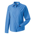 Corporate Blue - Back - Russell Collection Womens-Ladies Poplin Easy-Care Long-Sleeved Formal Shirt