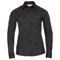 Black - Front - Russell Collection Womens-Ladies Poplin Easy-Care Long-Sleeved Formal Shirt