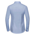 Light Blue - Back - Russell Collection Womens-Ladies Herringbone Long-Sleeved Formal Shirt