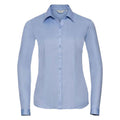 Light Blue - Front - Russell Collection Womens-Ladies Herringbone Long-Sleeved Formal Shirt
