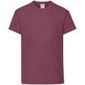 Burgundy - Front - Fruit of the Loom Childrens-Kids Original Cotton T-Shirt