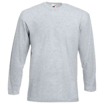 Heather Grey - Front - Fruit of the Loom Unisex Adult Valueweight Plain Long-Sleeved T-Shirt