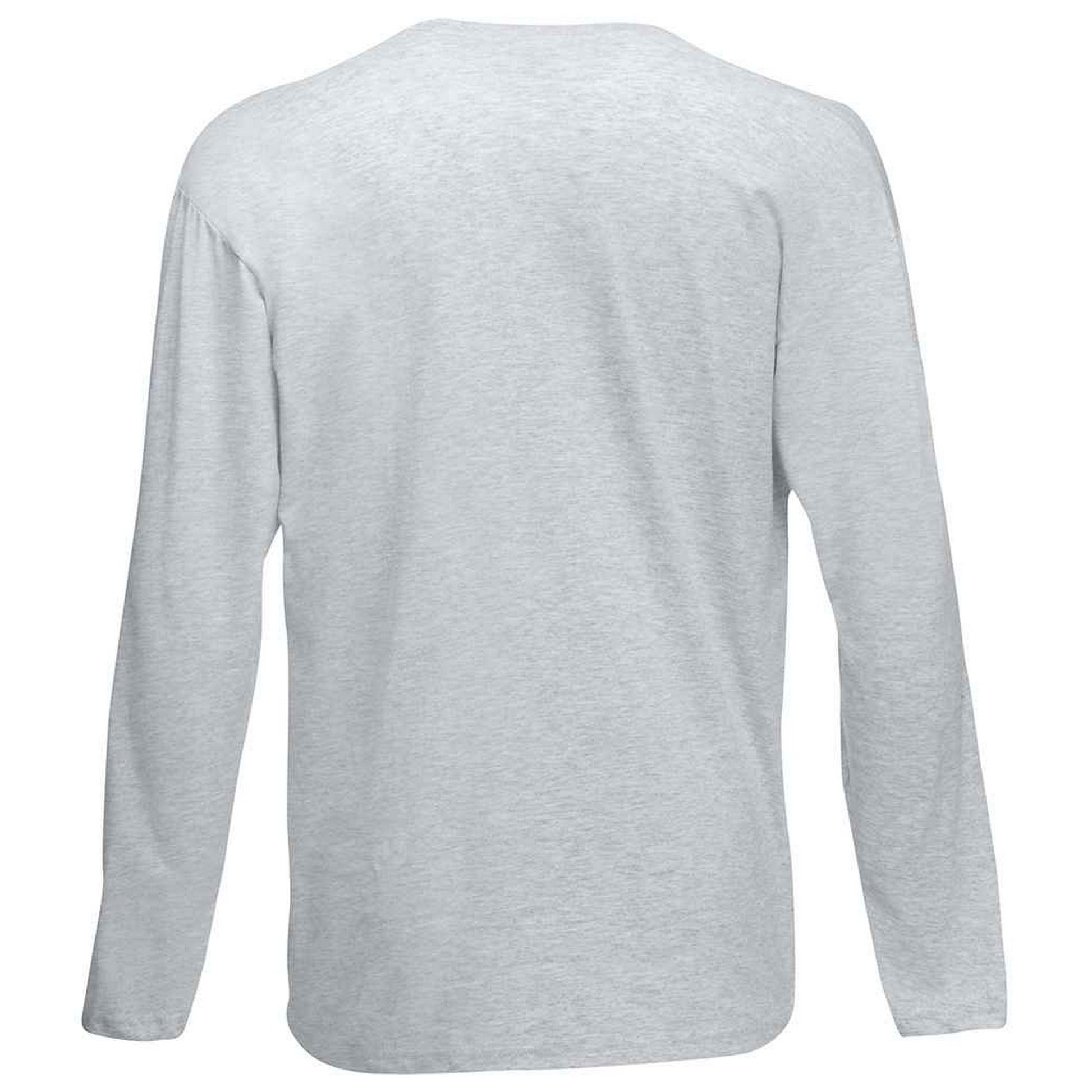 Heather Grey - Back - Fruit of the Loom Unisex Adult Valueweight Plain Long-Sleeved T-Shirt