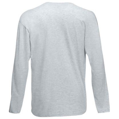 Heather Grey - Back - Fruit of the Loom Unisex Adult Valueweight Plain Long-Sleeved T-Shirt