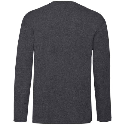 Dark Heather - Back - Fruit of the Loom Unisex Adult Valueweight Plain Long-Sleeved T-Shirt