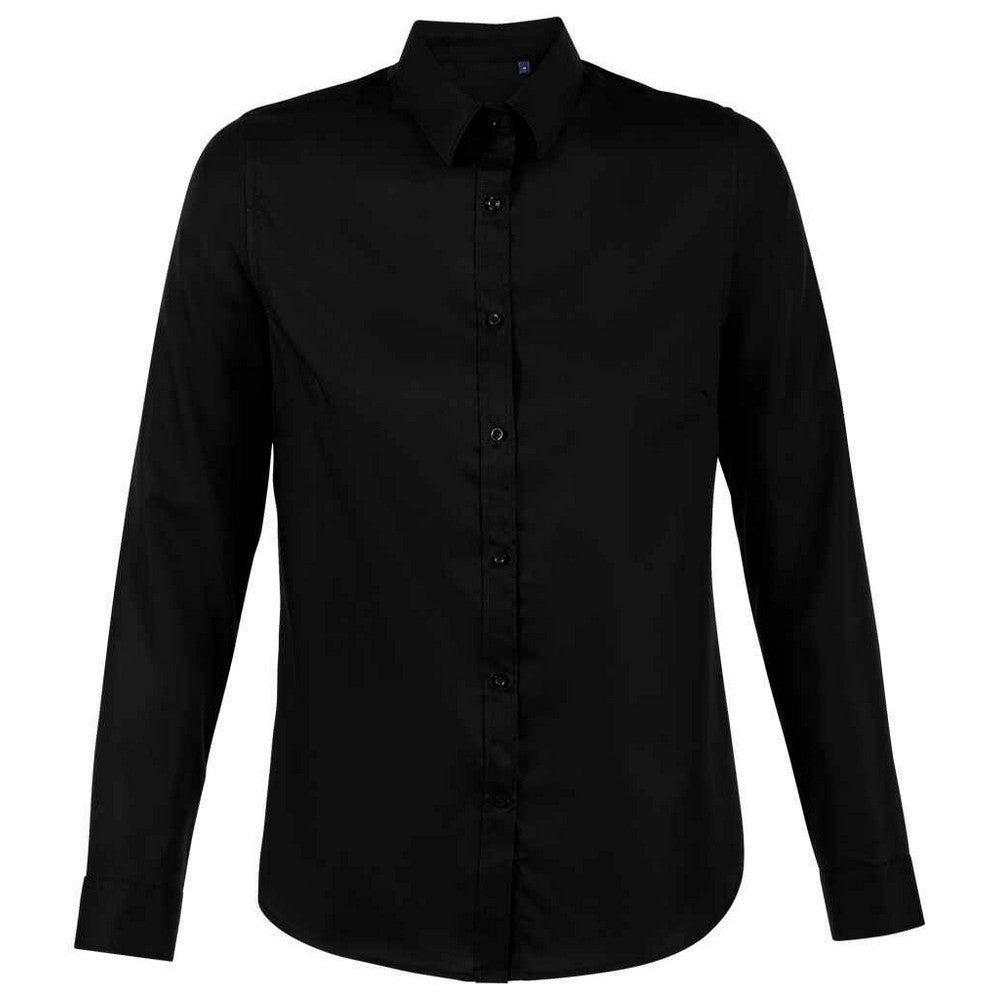 Deep Black - Front - NEOBLU Womens-Ladies Blaise Long-Sleeved Formal Shirt