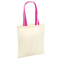 Natural-Fuchsia - Front - Westford Mill Contrast Handle Tote Bag