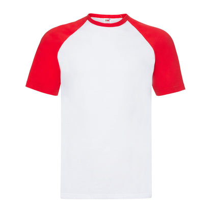White-Red - Front - Fruit of the Loom Unisex Adult Contrast Baseball T-Shirt