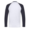 White-Deep Navy - Back - Fruit of the Loom Unisex Adult Contrast Long-Sleeved Baseball T-Shirt