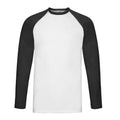 White-Black - Front - Fruit of the Loom Unisex Adult Contrast Long-Sleeved Baseball T-Shirt