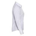 White - Side - Russell Collection Womens-Ladies Poplin Fitted Long-Sleeved Formal Shirt