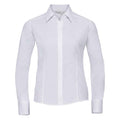 White - Front - Russell Collection Womens-Ladies Poplin Fitted Long-Sleeved Formal Shirt