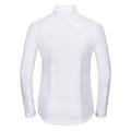 White - Back - Russell Collection Womens-Ladies Herringbone Long-Sleeved Formal Shirt