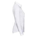 White - Side - Russell Collection Womens-Ladies Herringbone Long-Sleeved Formal Shirt
