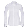 White - Front - Russell Collection Womens-Ladies Herringbone Long-Sleeved Formal Shirt