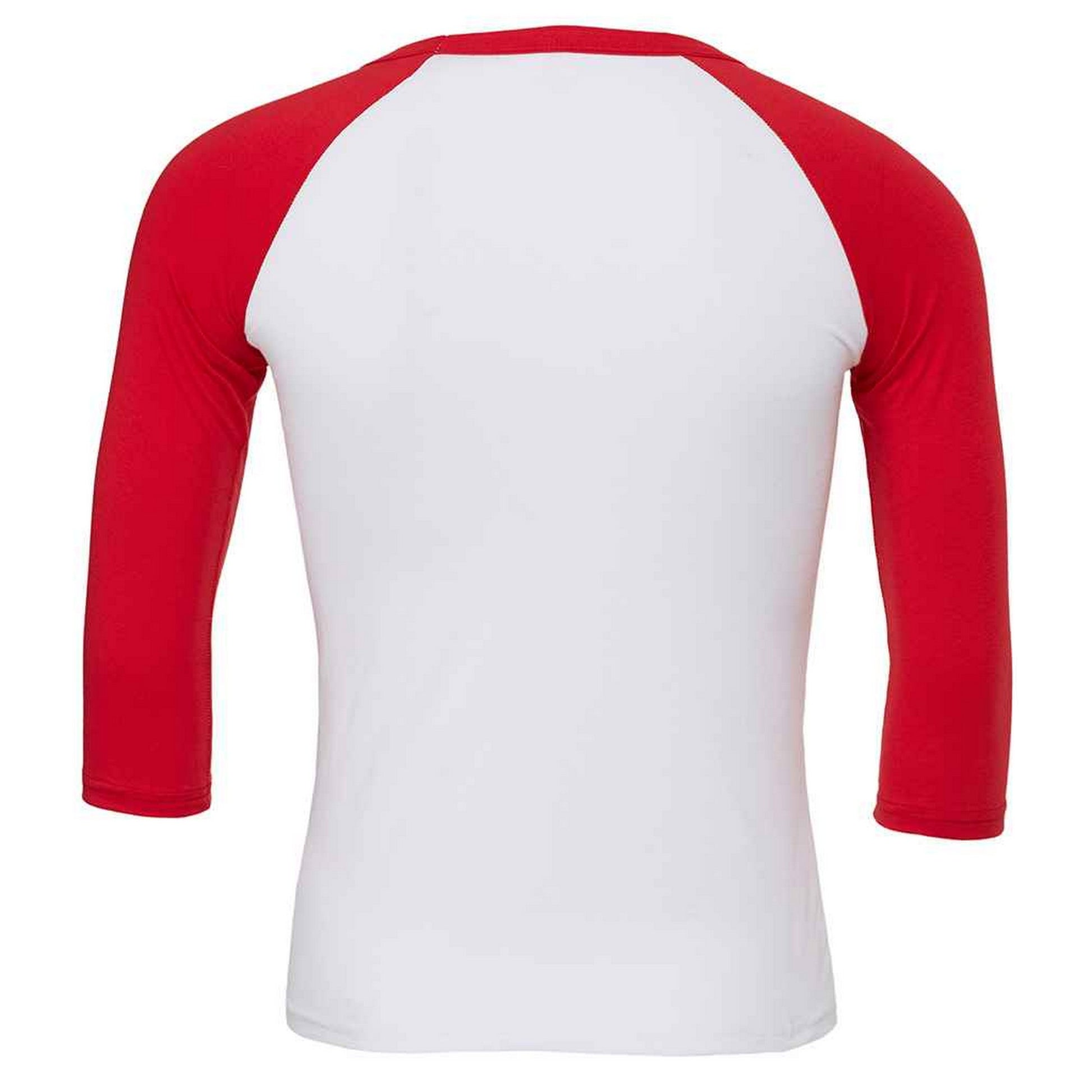 White-Red - Back - Canvas Unisex Adult 3-4 Sleeve Baseball T-Shirt