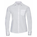 White - Front - Russell Collection Womens-Ladies Cotton Poplin Easy-Care Long-Sleeved Formal Shirt
