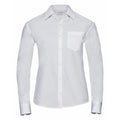 White - Front - Russell Collection Womens-Ladies Cotton Poplin Easy-Care Long-Sleeved Formal Shirt