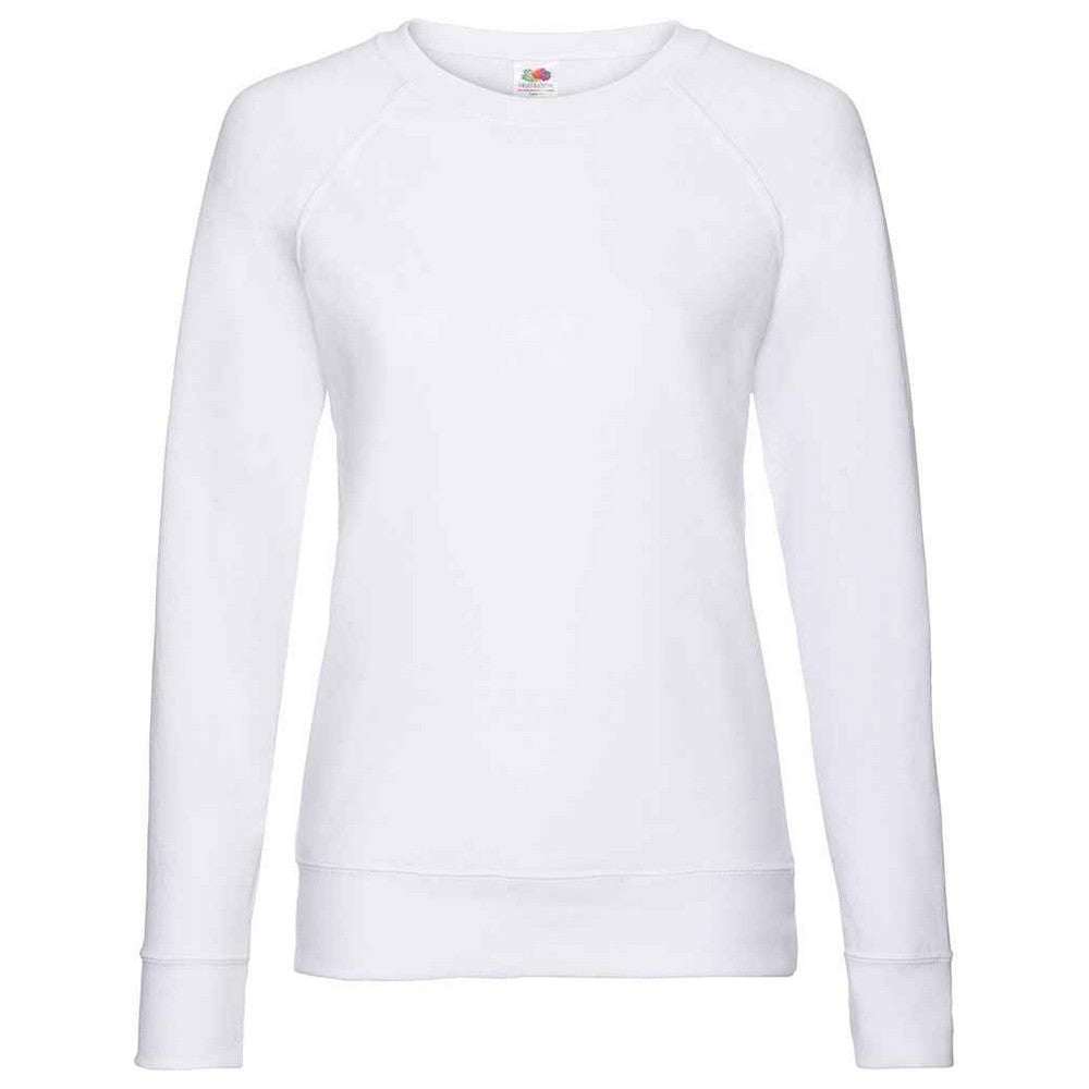 White - Front - Fruit of the Loom Womens-Ladies Lightweight Lady Fit Raglan Sweatshirt