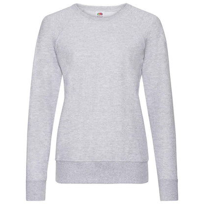 Heather Grey - Front - Fruit of the Loom Womens-Ladies Lightweight Lady Fit Raglan Sweatshirt