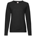 Black - Front - Fruit of the Loom Womens-Ladies Lightweight Lady Fit Raglan Sweatshirt