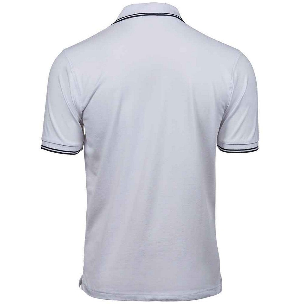 White-Navy - Back - Tee Jays Mens Tipped Stretch Polo Shirt