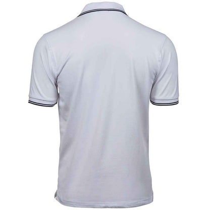 White-Navy - Back - Tee Jays Mens Tipped Stretch Polo Shirt