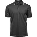 Dark Grey-White - Front - Tee Jays Mens Tipped Stretch Polo Shirt