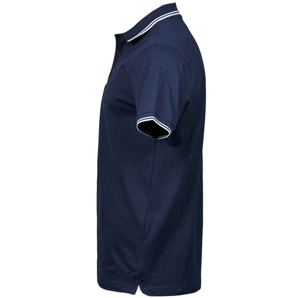 Navy-White - Side - Tee Jays Mens Tipped Stretch Polo Shirt