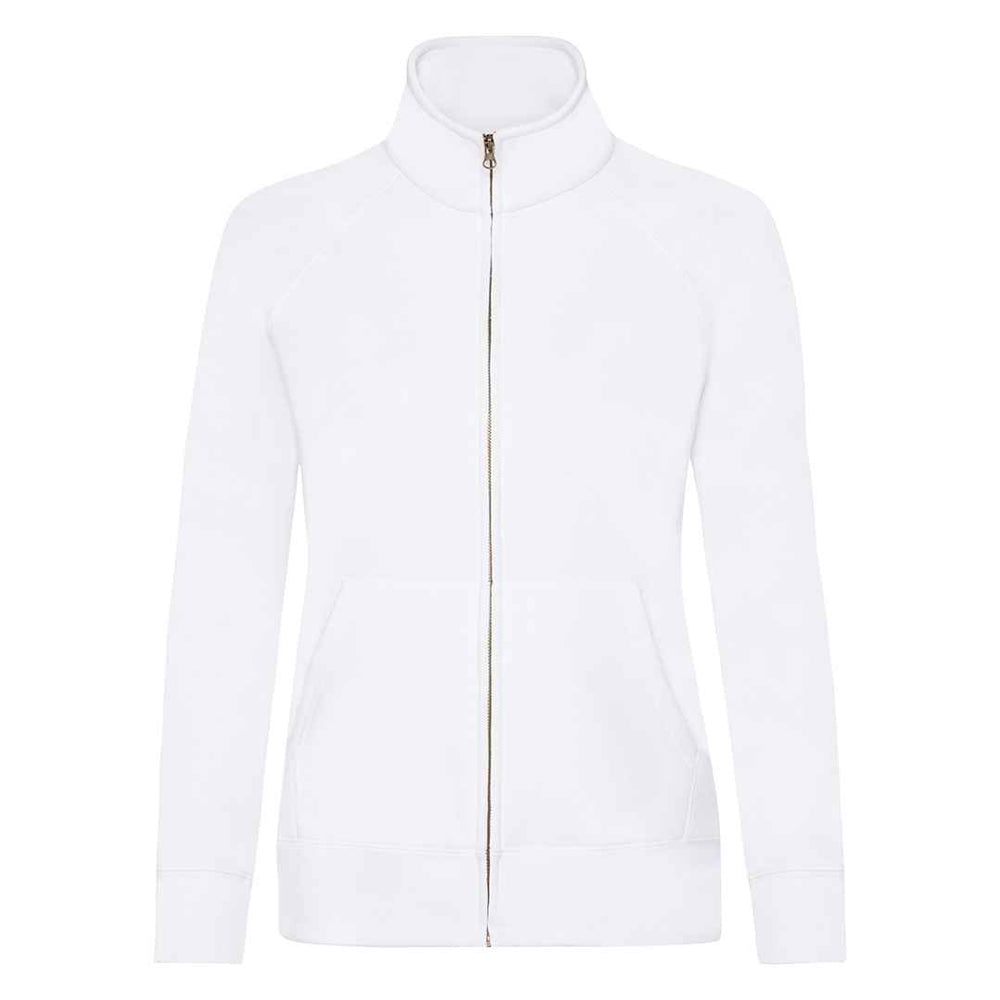 White - Front - Fruit of the Loom Womens-Ladies Lady Fit Sweat Jacket